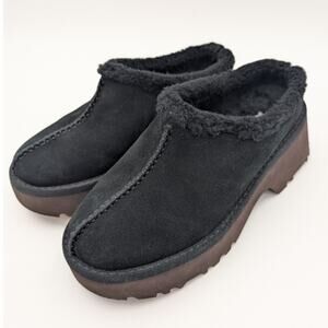 UGG New Heights Cozy Suede Clogs Slip On Slipper Women's Black Size US7.5-8